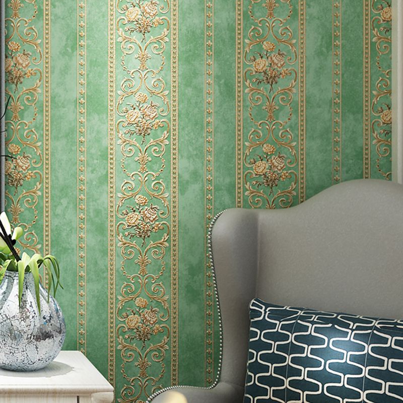 Non-Woven Stain Resistant Wallpaper Rural Embossed Peonies Wall Art for Living Room