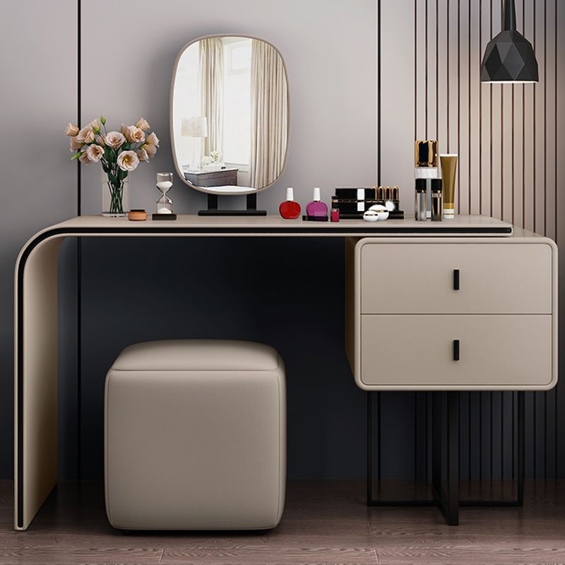 Glam Wooden Vanity Dressing Table Set 2-Drawer Makeup Vanity Desk Table