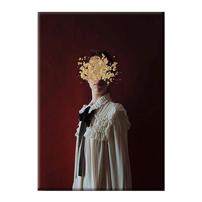 Beautiful Woman and Flower Canvas Art for Bedroom Figure Print Wall Decor in Red