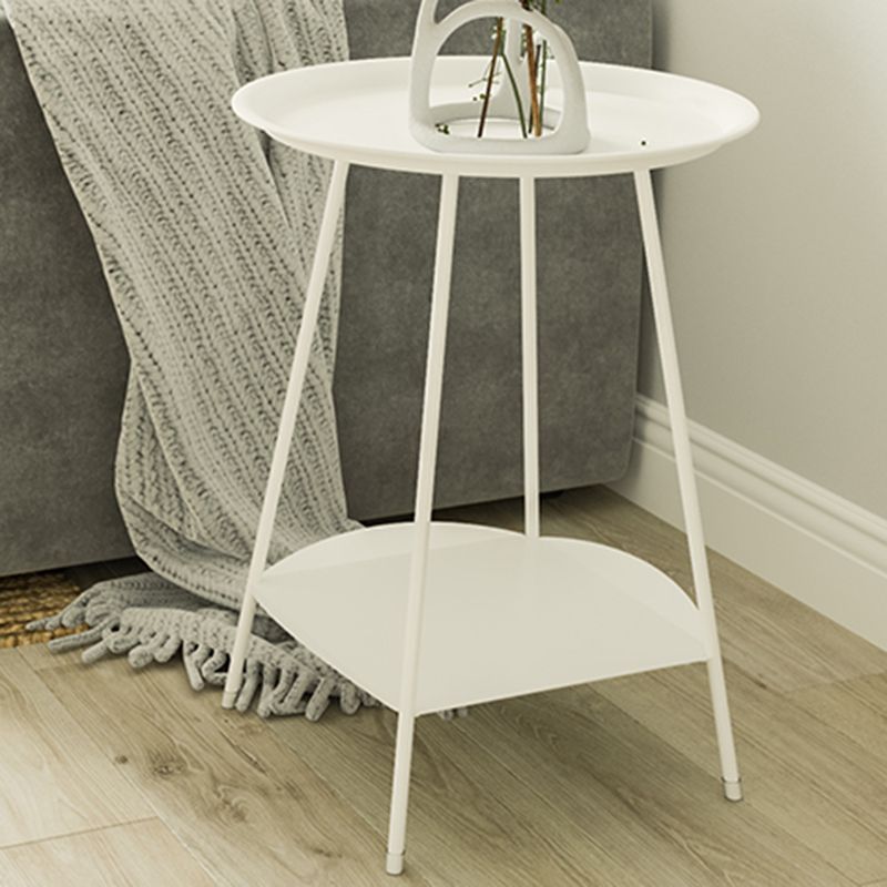 Metal Tray Top Side End Table 4 Legs Double Tier Corner Table