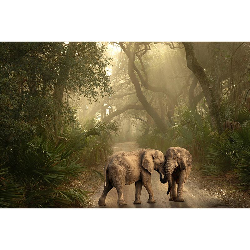 Contemporary Huge Elephant Mural Stain Resistant Wall Art for Living Room