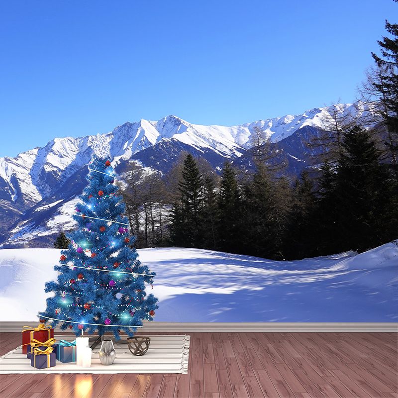 Modern Mildew Mountains Mural Decal Resistant Wall Covering for Living Room