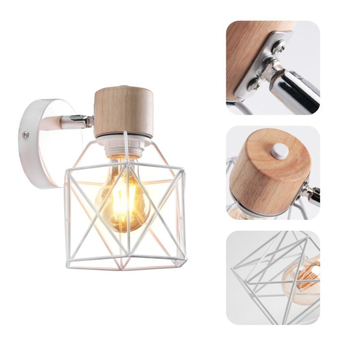 Industrial Wall Lighting Fixture Wooden Wall Light Sconce for Bedroom