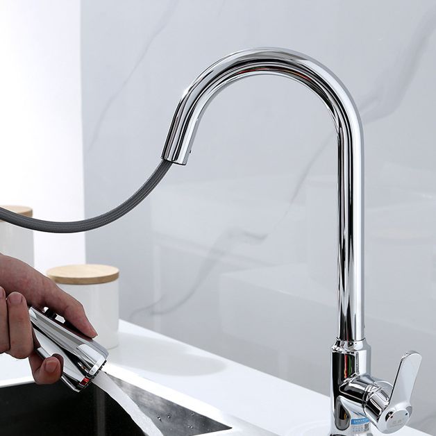 Modern Bar Faucet Brass Pulldown Sprayer Swivel Spout Lever Handles Kitchen Faucet