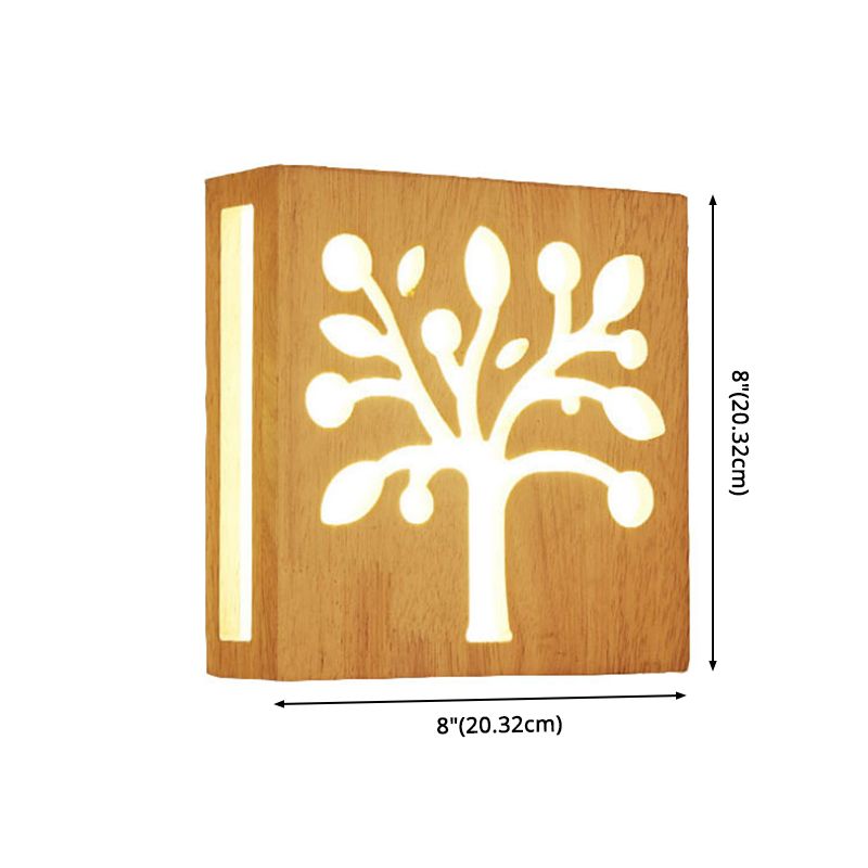 Creative Nordic Wall Sconce Chinese Wooden Acrylic Shade Wall Lamp for Bedside Corridor