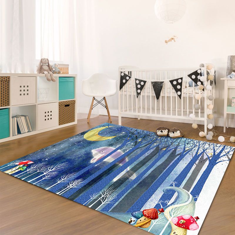 Cute Kids Room Rug Multi-Color Animal Pattern Rug Synthetics Anti-Slip Backing Easy Care Carpet