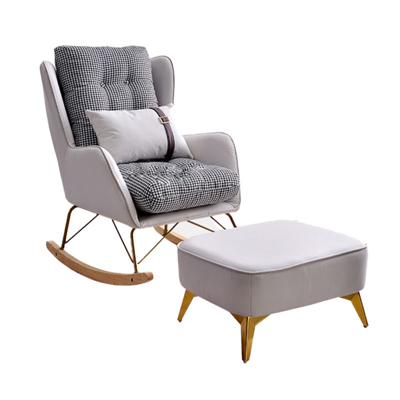 Faux Leather Modern Rocking Chair Water Resistant Rocker Chair with Pillow