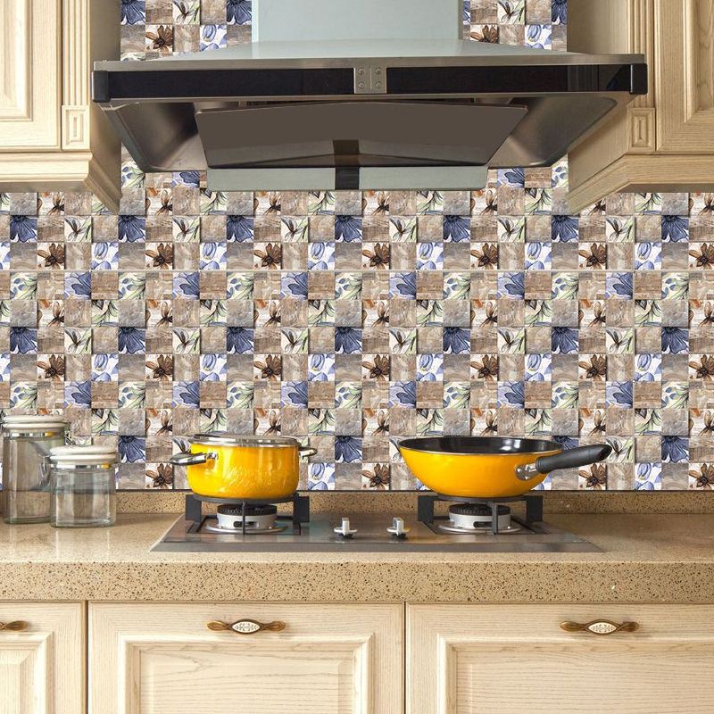 Removable Shattered Flower Wallpapers Countryside PVC Wall Decor, 5.8-sq ft, Blue-Brown