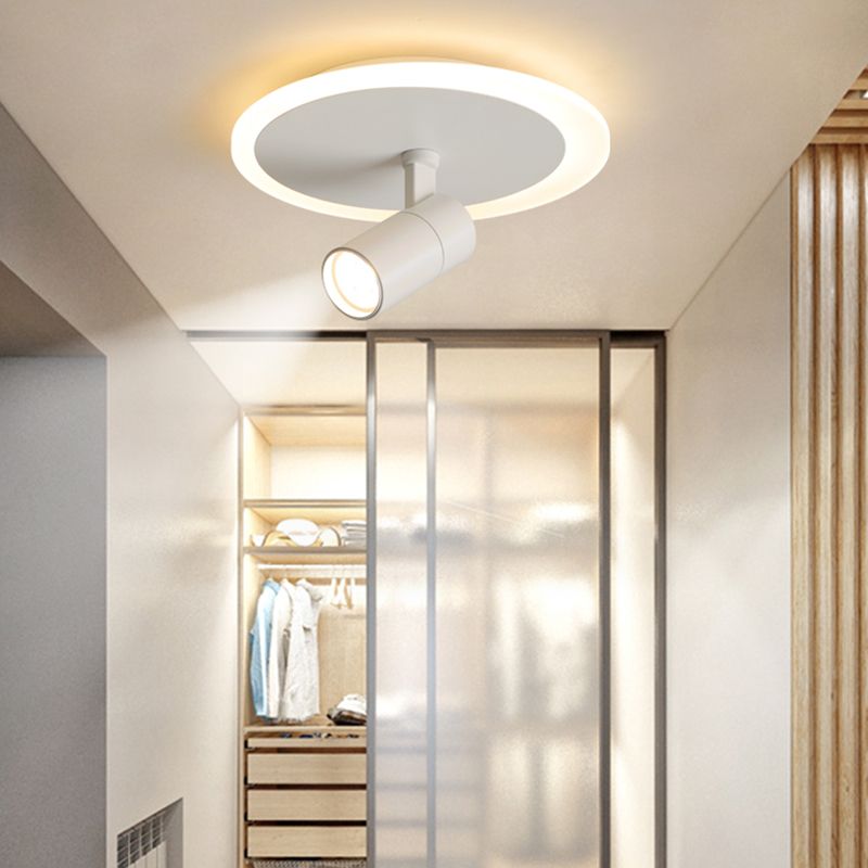 Plafonnier LED moderne en métal blanc, luminaire monté au plafond, pour porche