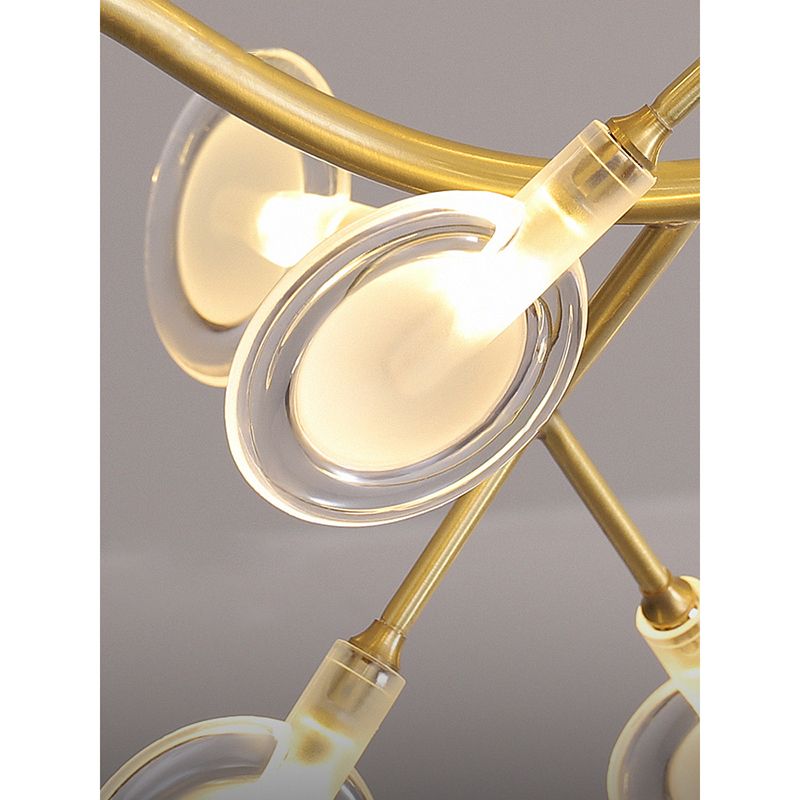 Gold Firefly Adjustable Pendant Light in Modern Luxury Style Copper Sputnik Ceiling Light with Acrylic Shade