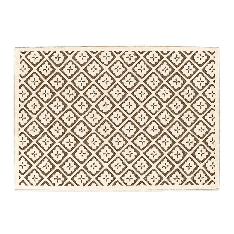 Brown Check Rug Polyester Trendy Rug Non-Slip Backing Rug for Drawing Room