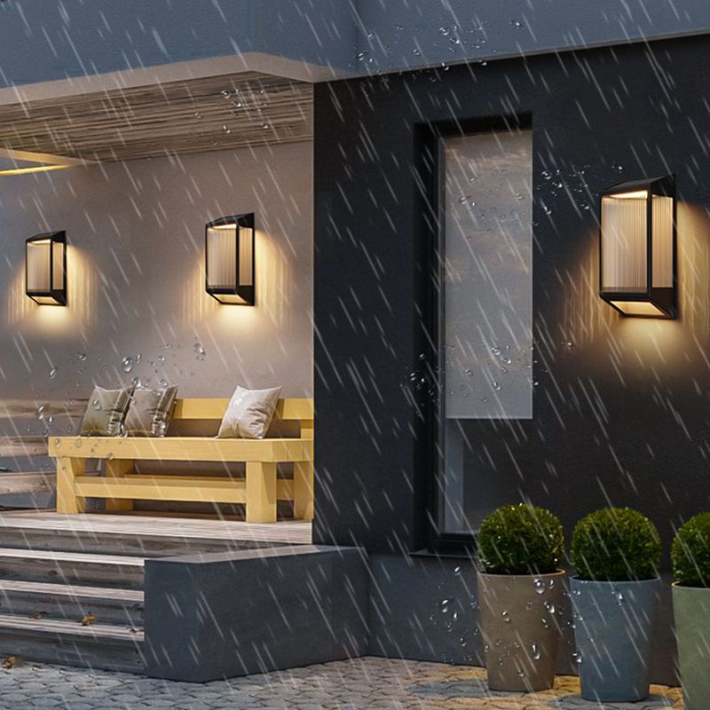 Simple Wall Sconce Black Outdoor Wall Light Fixture with Glass