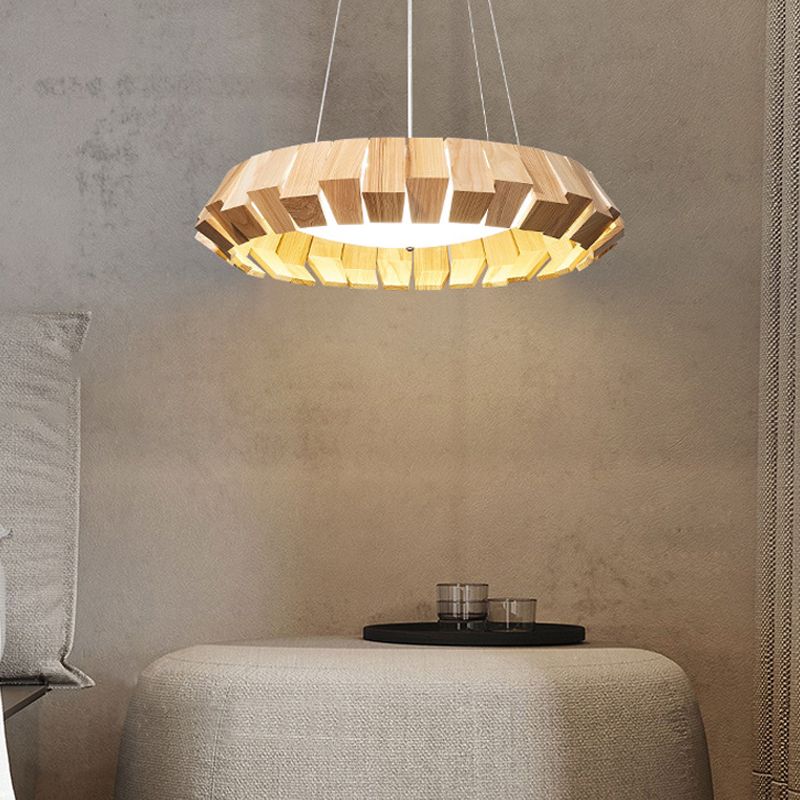 Contemporary Wooden Hanging Light Household Pendent Lighting Fixture for Living Room
