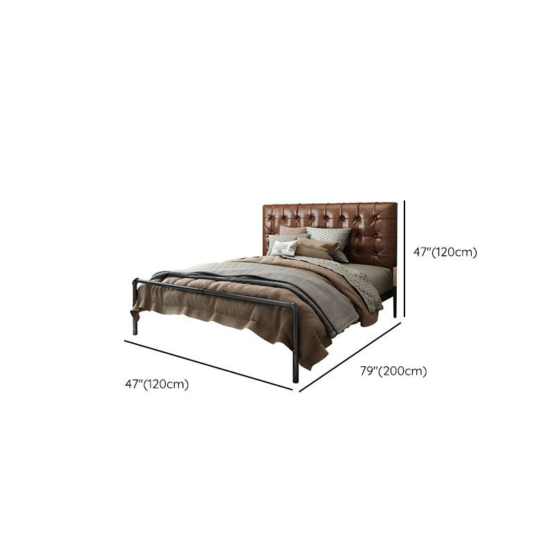 Contemporary Metal Platform Bed Standard Bed with Upholstered Headboard