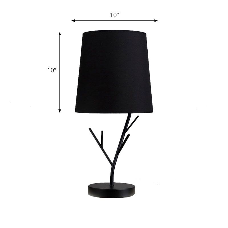 Compito conico contemporaneo Fabric di luce 1 Luce Luce Luce in bianco/nero con base di ramo