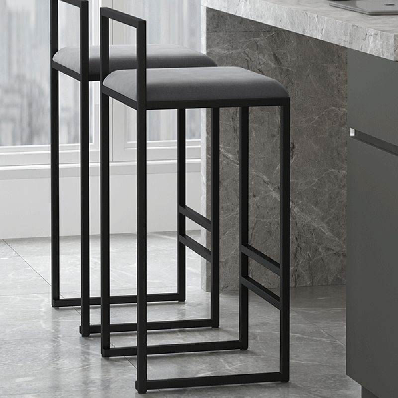 Contemporary Jewelry Shop Footrest Counter Stool Matte Finish Velvet Barstool