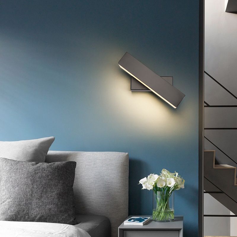 10" Wide Rectangular Acrylic LED Wall Lamp Modern Style Rotatable Bedside Light for Bedroom