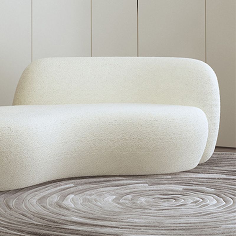 28.35" High Curved Tuxedo Arm Sofa Modern Style White Wool Seating