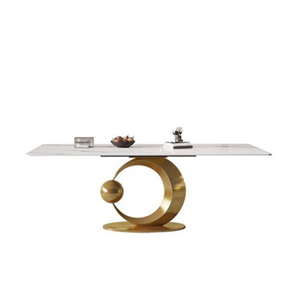 Contemporary Pedestal Dining Table Rectangle Sintered Stone Top Table for Home