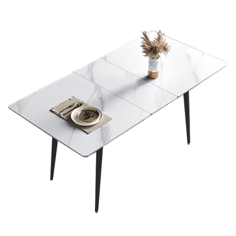 51.18''L Minimalist Sintered Stone Table Rectangle Extendable Dining Table for Kitchen