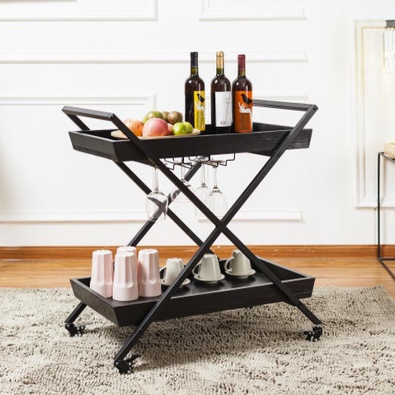 27.56"H Rolling Modern Prep Table Wood Rectangular Prep Table for Home Use