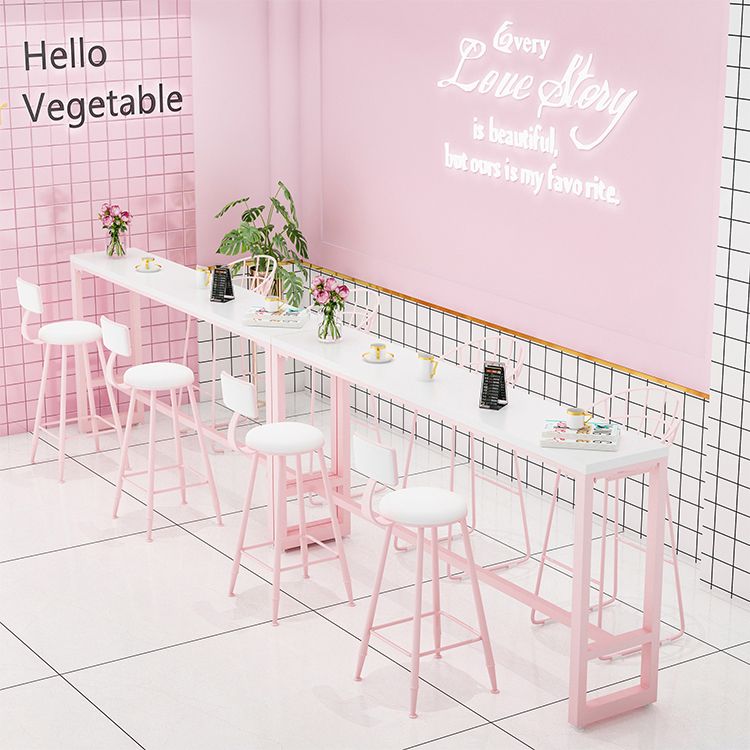 Modern 1/5 Pieces Bar Table Set Rectangle Stone Counter Table with High Stools