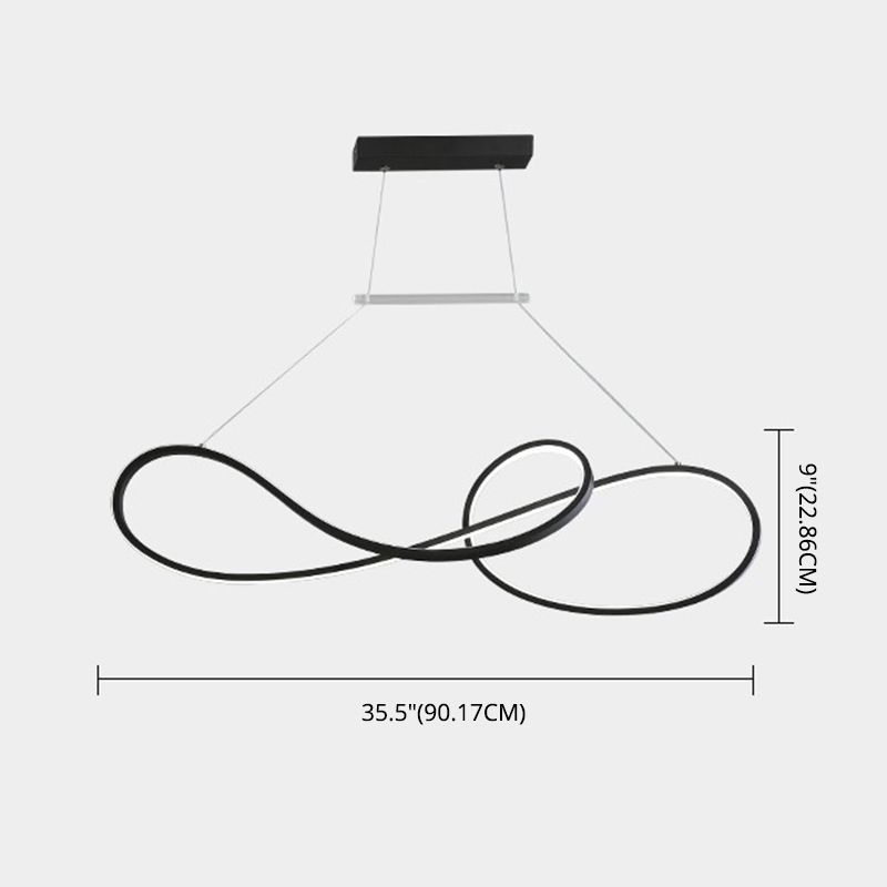 LED Strip Island Light Fixture Minimalist Metal Dining Room Linear Pendant Lighting