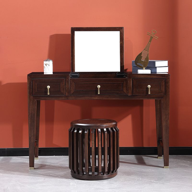 Solid Wood Vanity Dressing Table Traditional Flip-Top Makeup Vanity Table