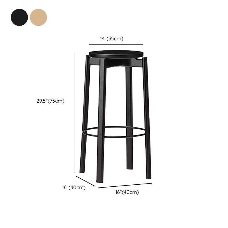 Contemporary 29.5-inch Backless Bar Stool with Solid Wood Base