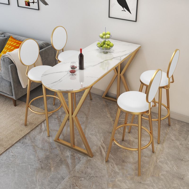 1/2/3/5 Pieces Luxurious Irregular Shape Pub Table Set Sintered Stone Top Bistro Table Set