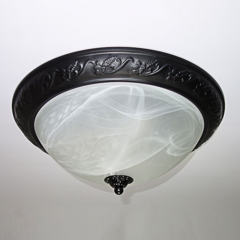 Plafonniers traditionnels à montage encastré, plafonnier simple avec abat-jour en verre
