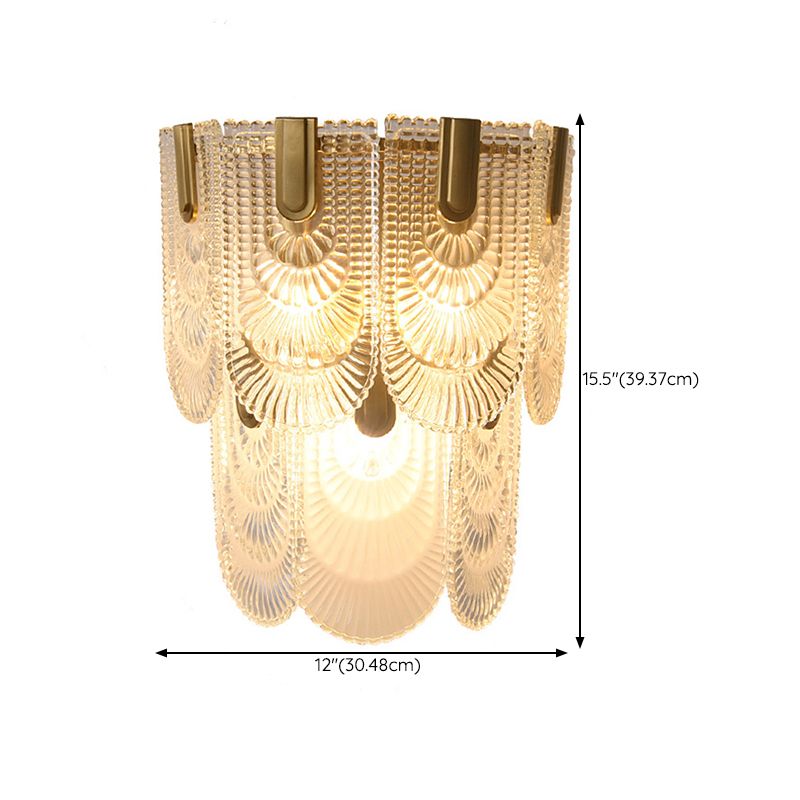 Glass Unique Shape Sconce Light Modern-Style 2 Lights Wall Light Fixtures in Gold