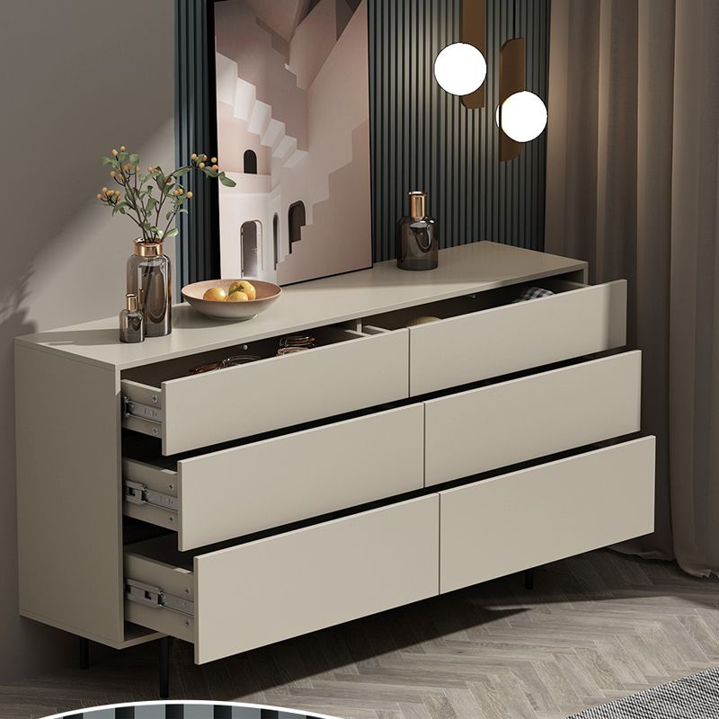 13.77" Wide Modern Accent Chest with 6 Drawers and 4 Straight Black Legs