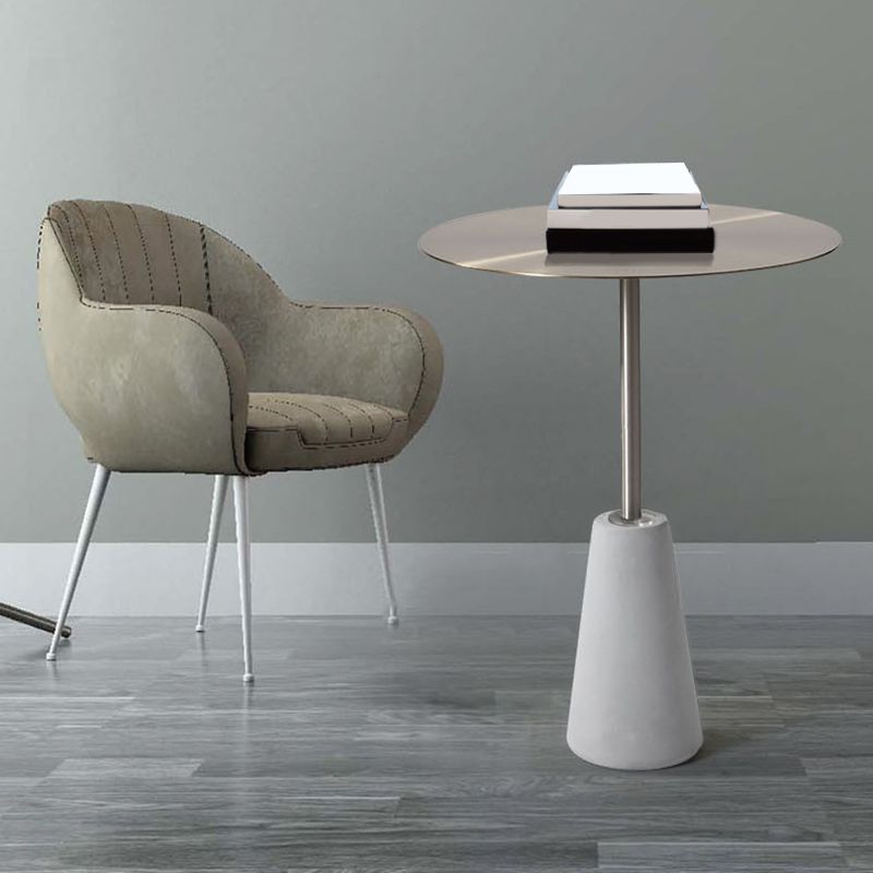 Round Stainless Steel Coffee Table Pedestal 1 Single Cocktail Table