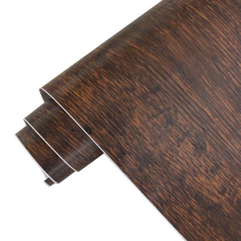 Dark Brown Wood Texture Wallpaper 14.5 sq ft. Plaster Stain-Resistant Distressed Wall Decor, Self-Adhesive