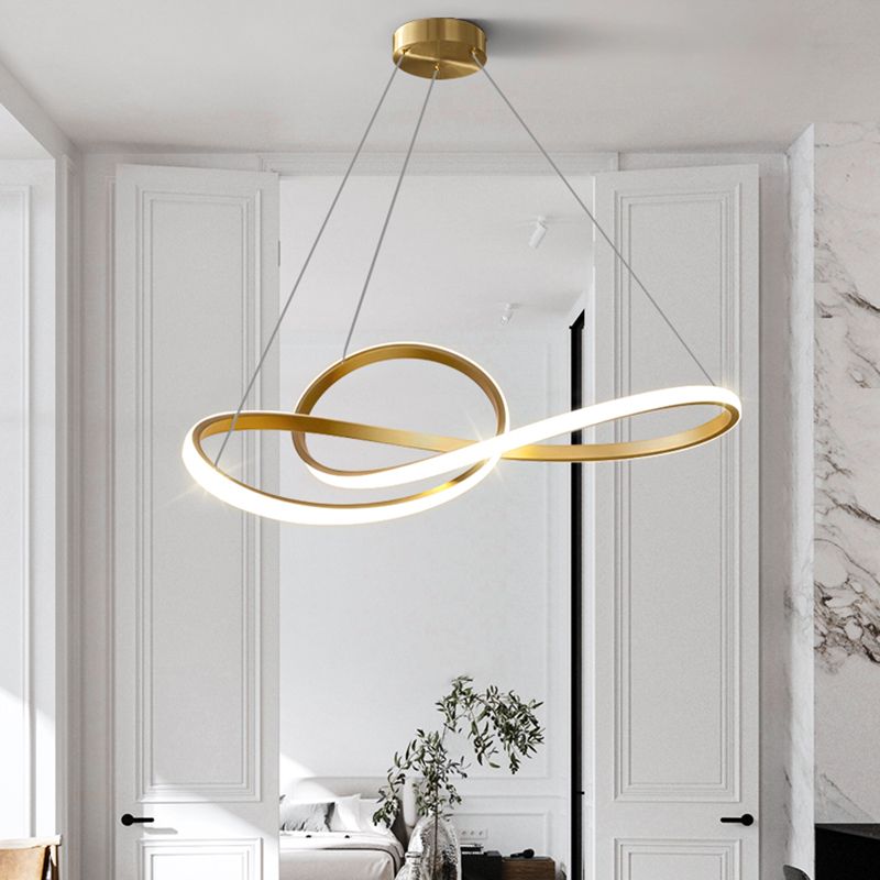 Gold Unique Shape Chandelier Modern 1 Light LED Hanging Light for Bedroom
