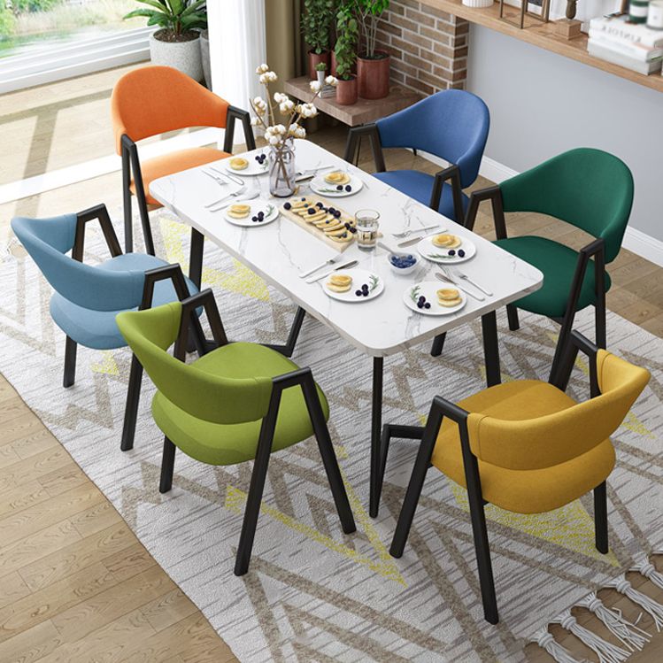 Sillas de comedor modernas Sillón de comedor tapizado con patas de metal (juego de 4)