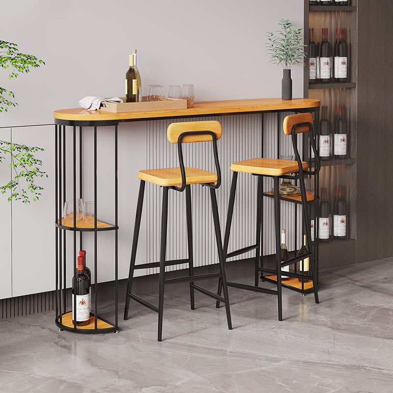 Modern Wood Counter Table 1/3 Pieces Bar Table Set with High Stools for Living Room