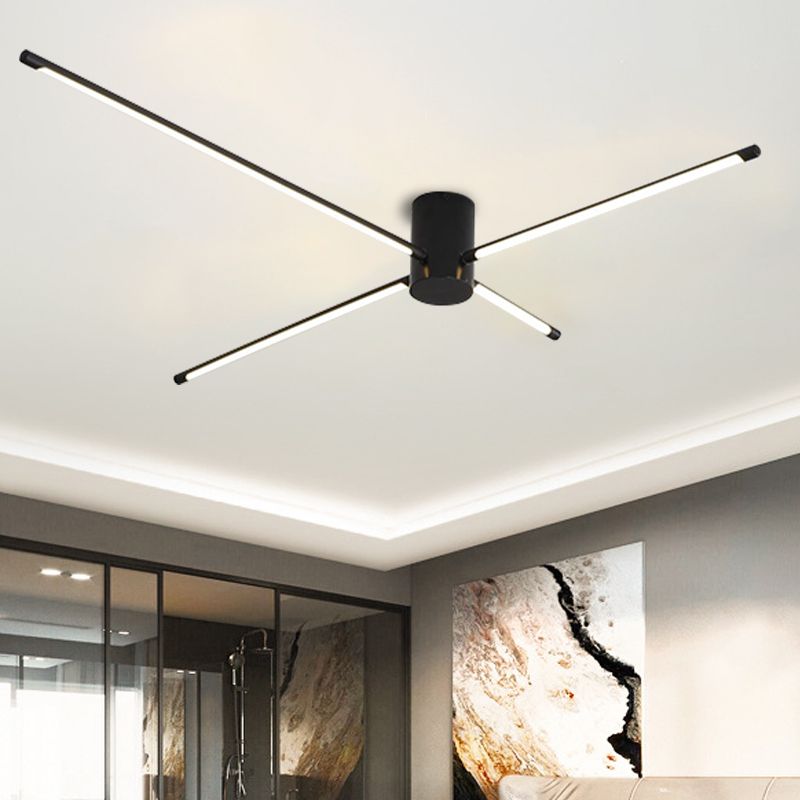 Eenvoudig Sputnik acryl semi-gemonteerd licht 35,5"/39" W zwart LED-plafondgemonteerd lichtarmatuur