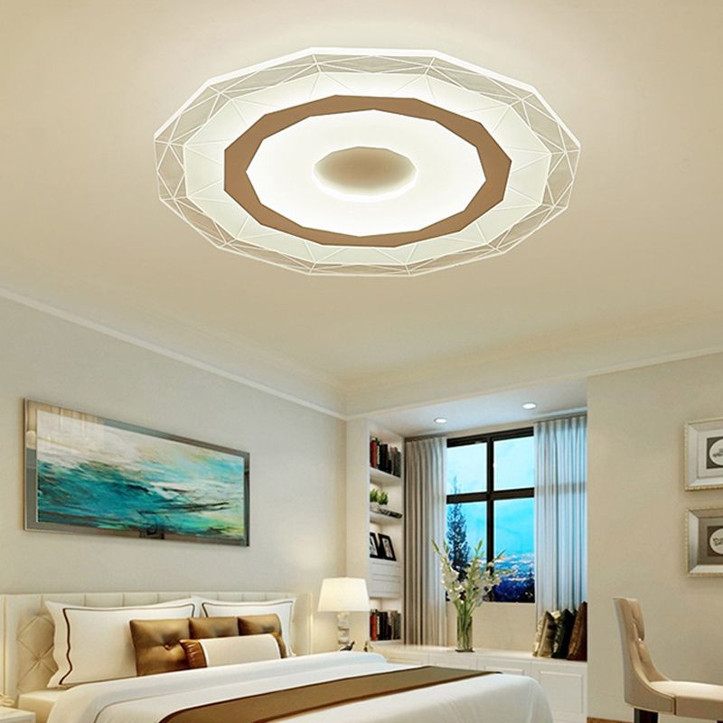 19.5"/23.5" Wide Ultra-Thin Ceiling Lamp Simple Style Acrylic White LED Flush Mount Fixture in Warm/White/Outer White Inner Warm Light