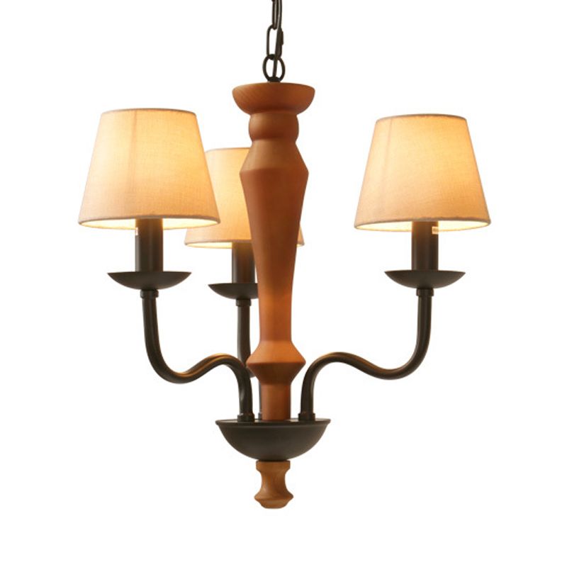 Candelier de sala de estar de sala de estar de cónica tela vintage 3/8 luces verdes/beige lámpara de suspensión de techo