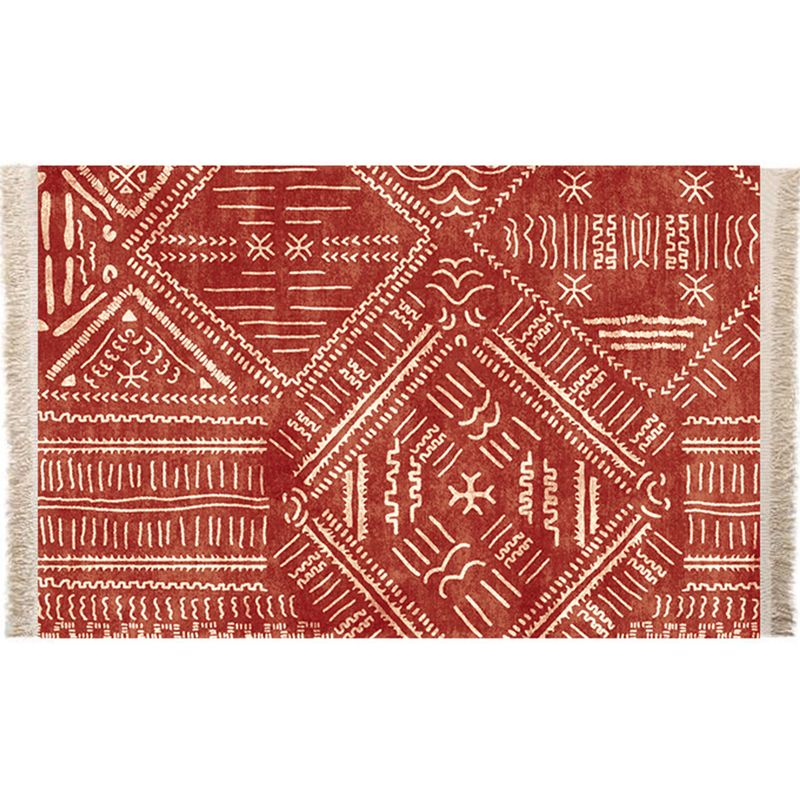 Multicolor Geometric Rug Polyster Moroccan Area Rug Non-Slip Backing Easy Care Washable Carpet for Bedroom