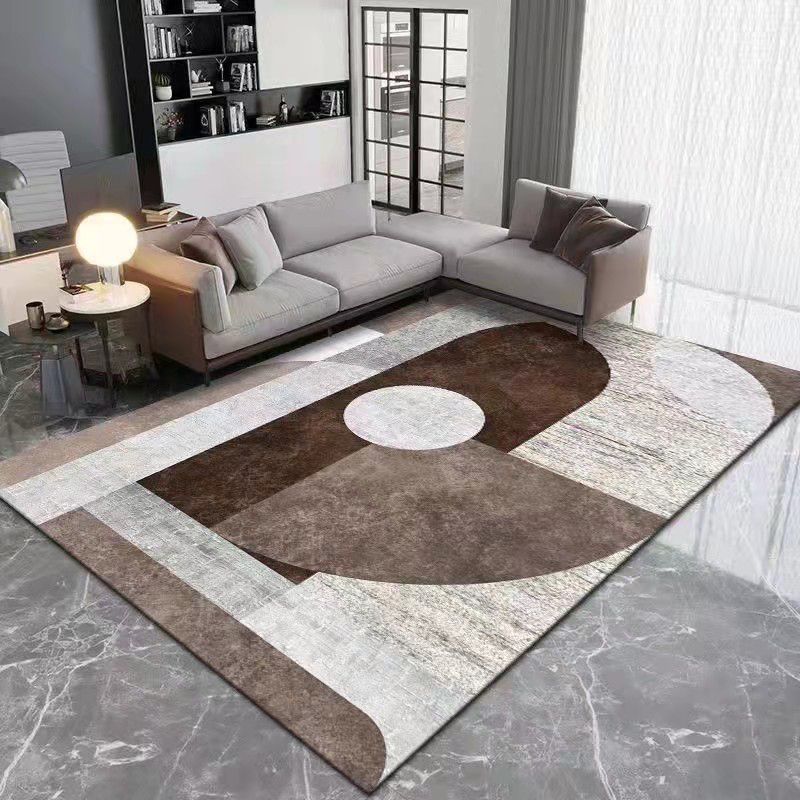 Brown Simple Rug Polyester Color Block Rug Washable Area Rug for Living Room