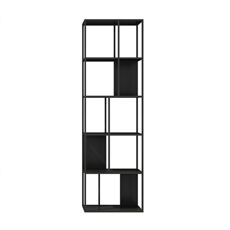 Modern Open Bookcase with Metal Rectangular Shelves for Study Room