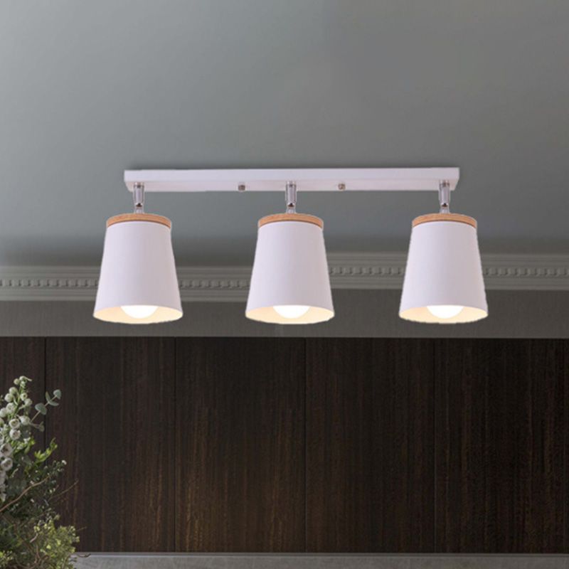 1/2/3-Bulb Semi Flush Light Modernism Tapered Shade Metal Rotatable Semi Flush Mount Light in White for Living Room