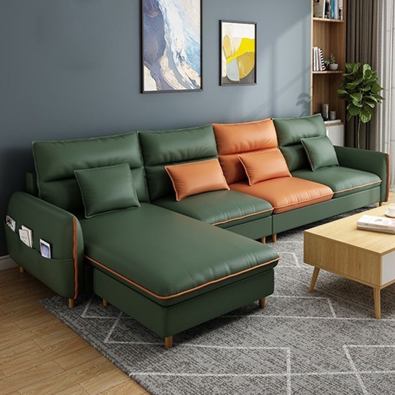 Modern Storage Faux Leather Sectioanl with Pillow Back for Living Room