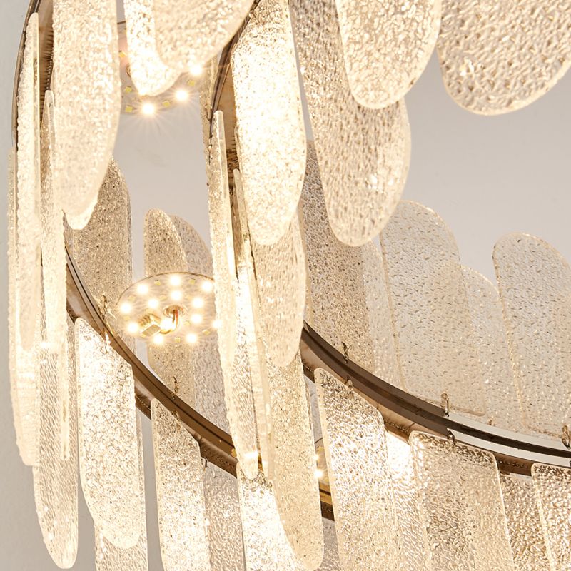 Round Shape Ceiling Lamp Modern Stainless Steel Flush Mount with Glass Lampshade for Room