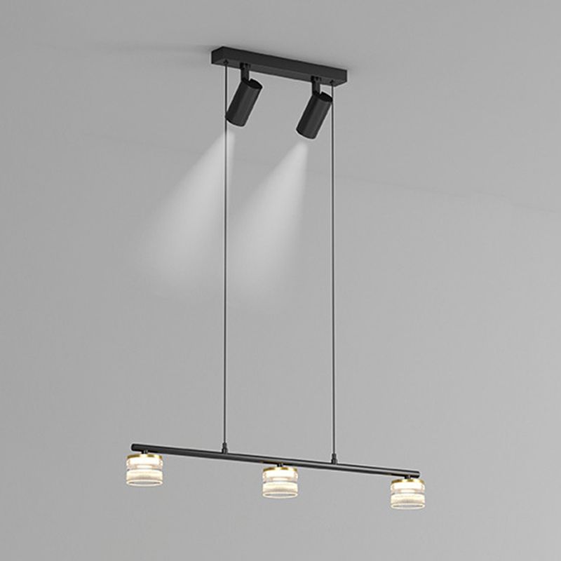 Metal Cylinder Hanging Lights Modern Multi Lights Pendant Light Fixtures in Black