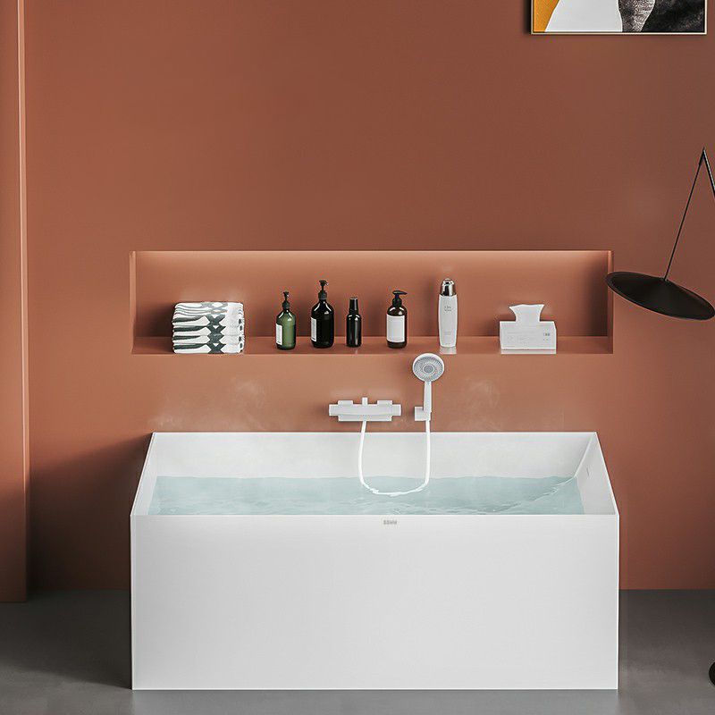 Modern Stone Rectangular Bathtub Antique Finish Flat Bottom Bath Tub