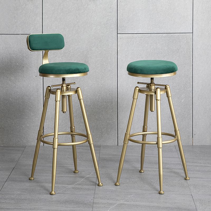 Glam Style Upholstered Bar Stools for Home Armless Stools with Metal Base